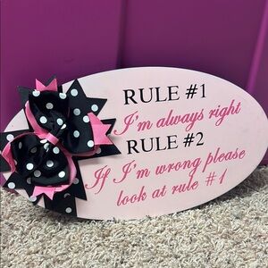 Pink and Black Polka Dot Decorative Sign
